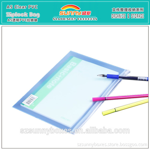 Wholesale Waterproof Transparent PVC A5 Ziplock Storage Bag